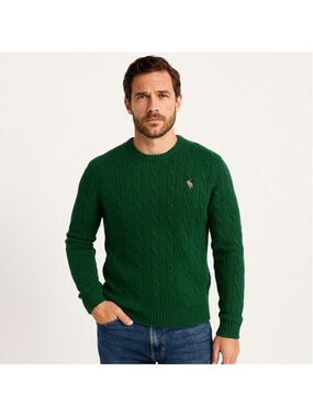Abercrombie Shetland Wool Cashmere Cable Fisherman's Sweater Men's Medium